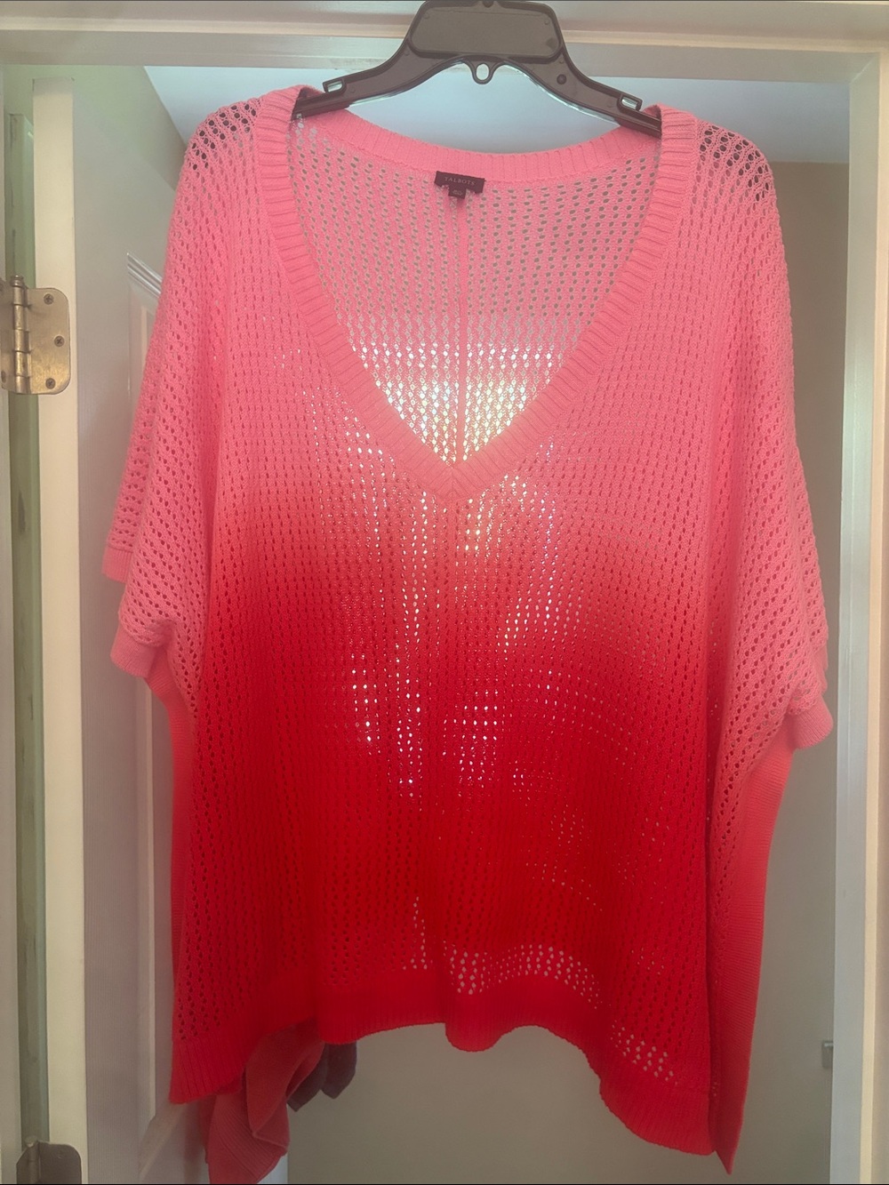NWOT - Talbots Pink Ombre V-Neck Open-Knit Women’s Poncho